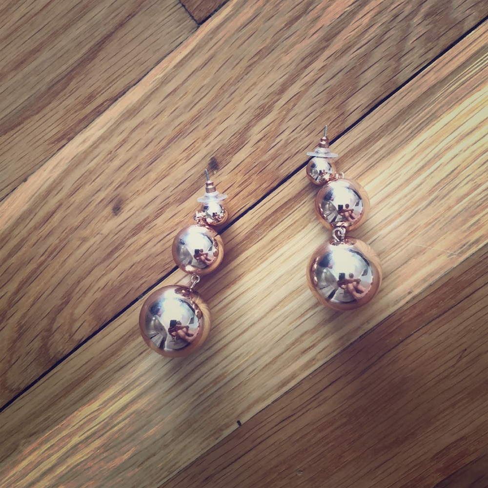 Rose gold three ball earrings